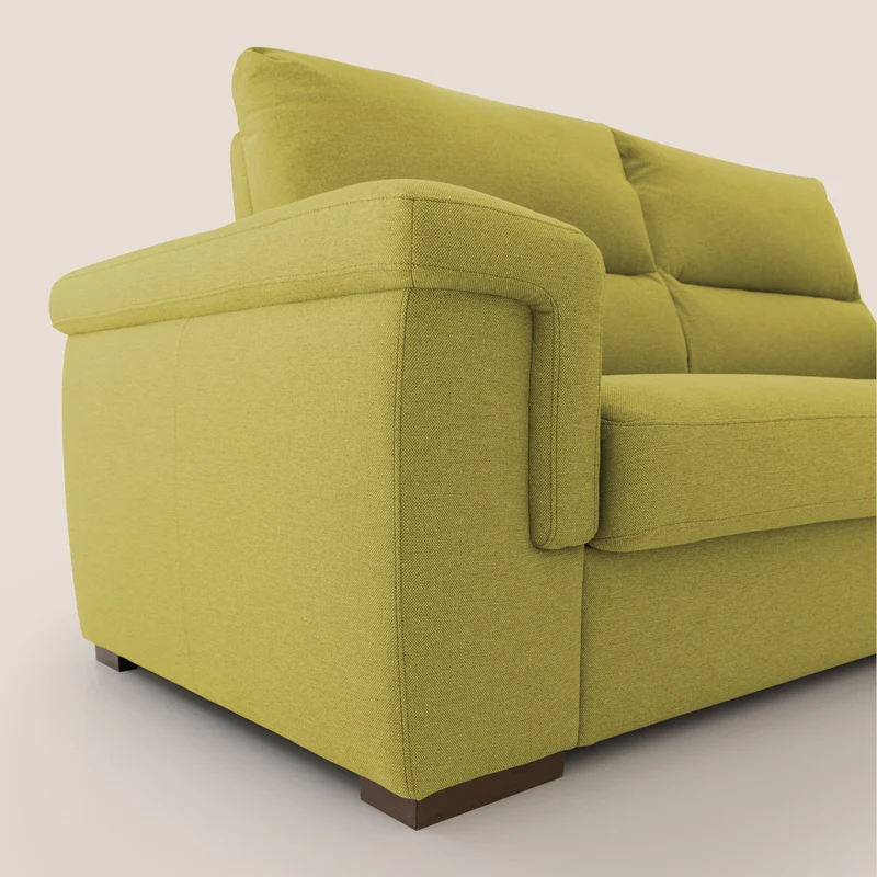 Magnolia canapé convertible avec matelas H 18cm et dossier haut et moelleux en tissu détachable T05 jaune