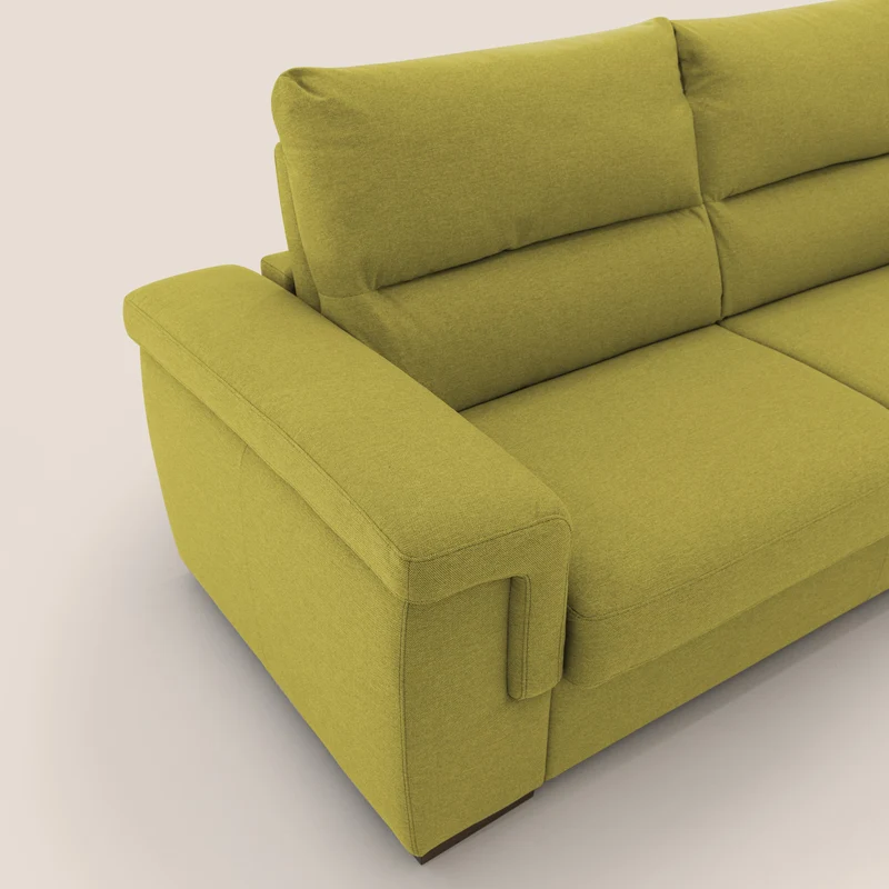 Magnolia canapé convertible avec matelas H 18cm et dossier haut et moelleux en tissu détachable T05 jaune