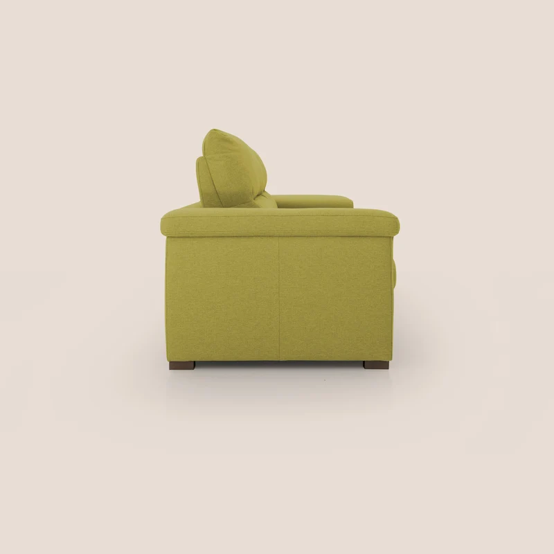Magnolia canapé convertible avec matelas H 18cm et dossier haut et moelleux en tissu détachable T05 jaune