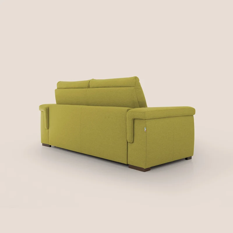 Magnolia canapé convertible avec matelas H 18cm et dossier haut et moelleux en tissu détachable T05 jaune