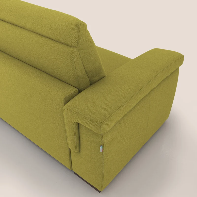 Magnolia canapé convertible avec matelas H 18cm et dossier haut et moelleux en tissu détachable T05 jaune