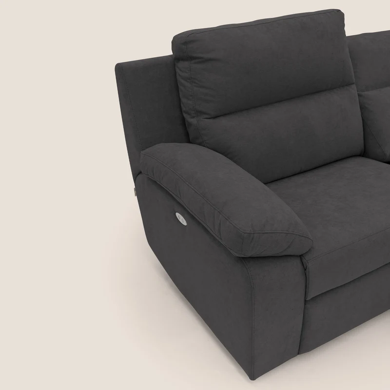 Romeo Canapé avec relax électrique en tissu doux imperméable T02 noir