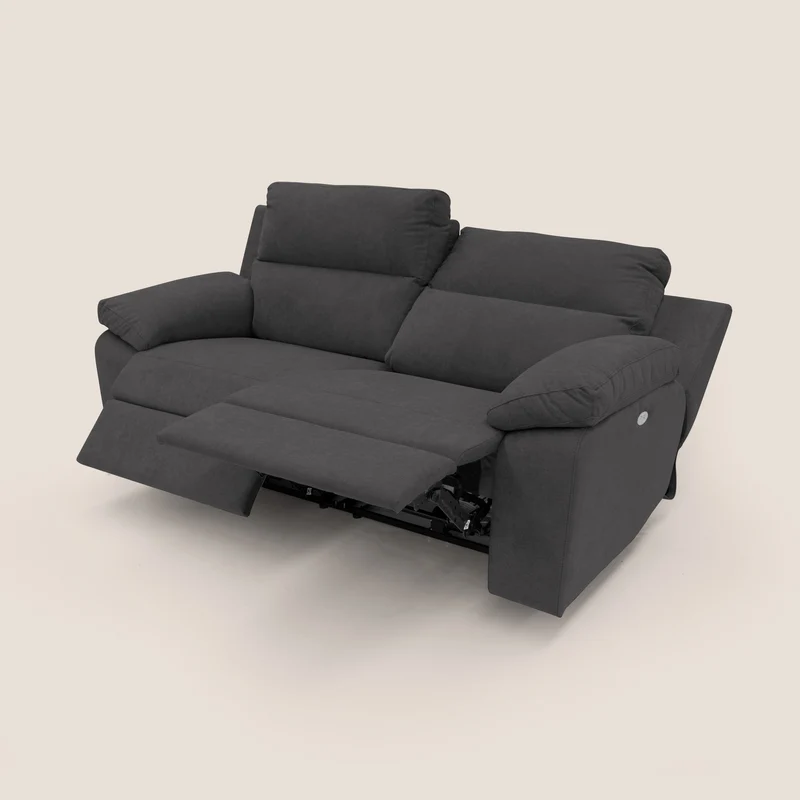 Romeo Canapé avec relax électrique en tissu doux imperméable T02 noir
