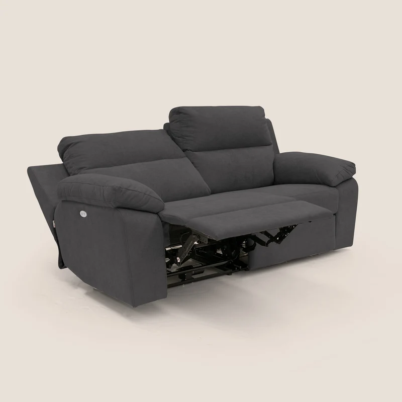 Romeo Canapé avec relax électrique en tissu doux imperméable T02 noir