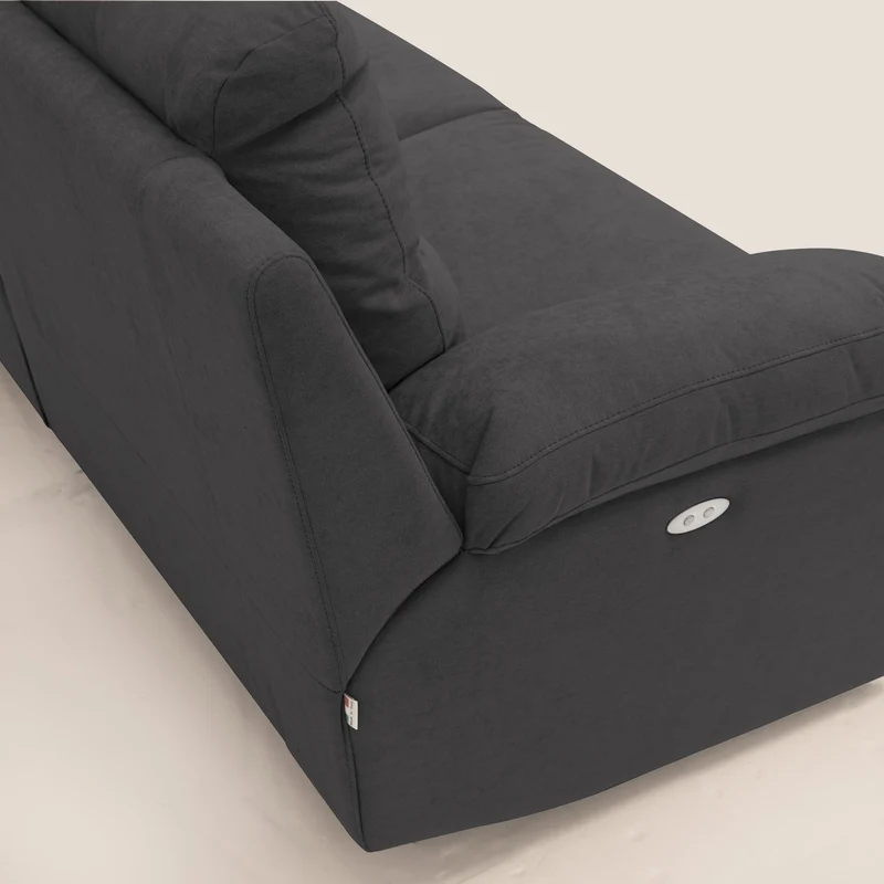 Romeo Canapé avec relax électrique en tissu doux imperméable T02 noir
