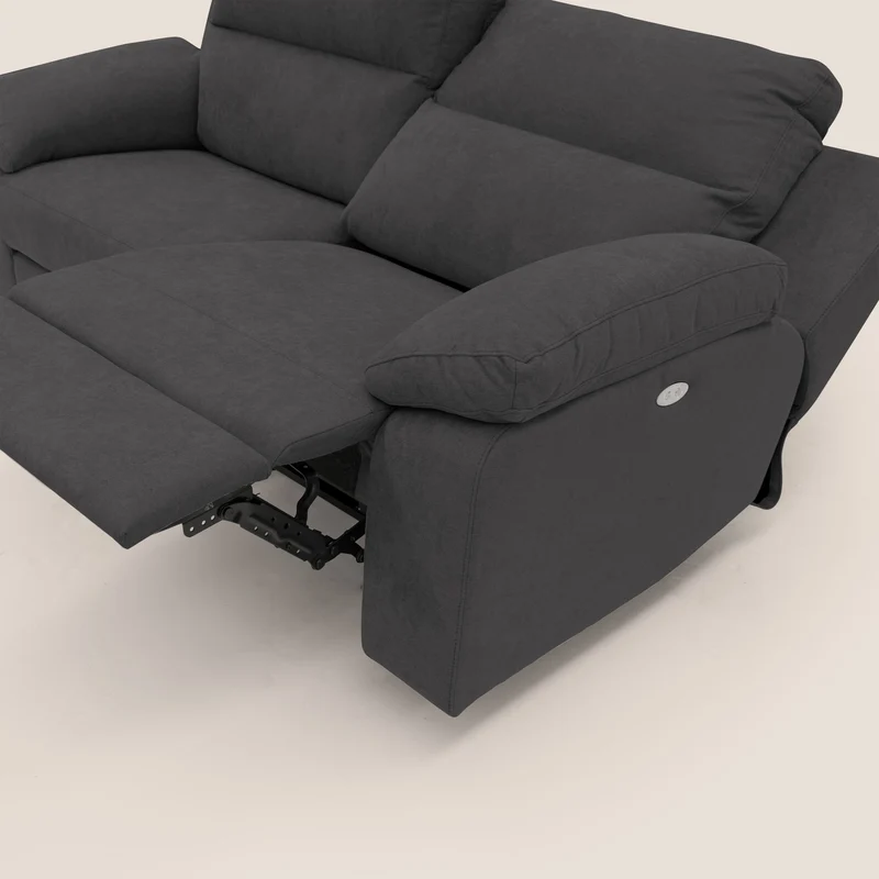 Romeo Canapé avec relax électrique en tissu doux imperméable T02 noir