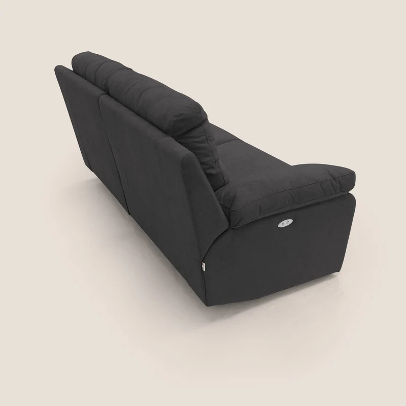 Romeo Canapé avec relax électrique en tissu doux imperméable T02 noir