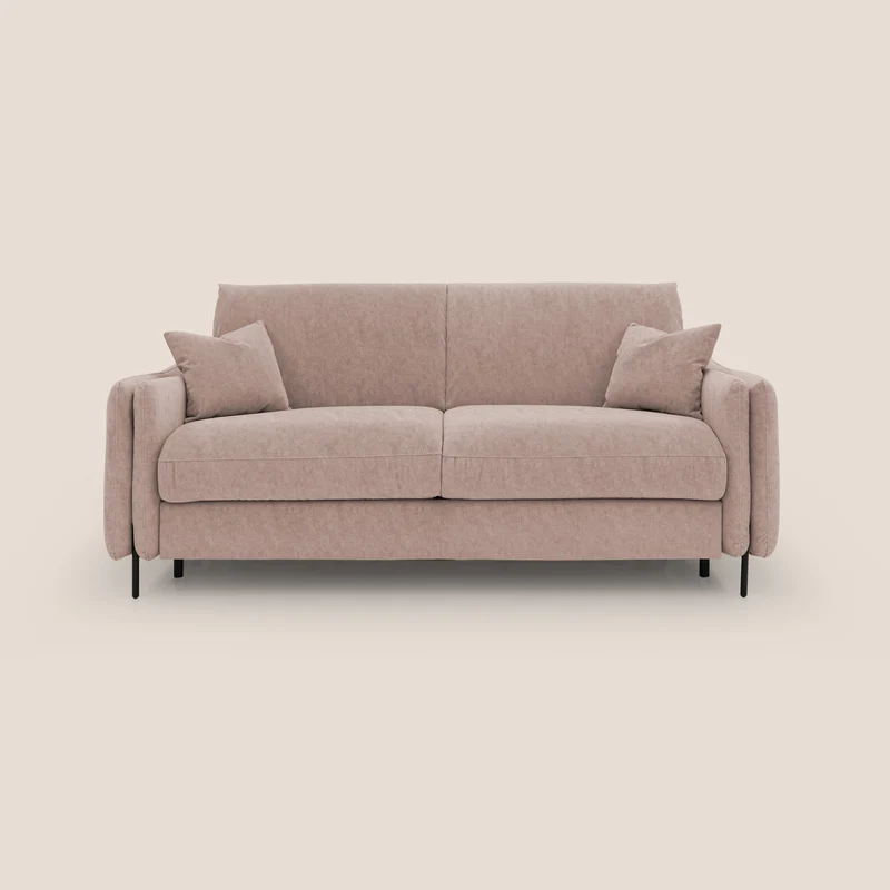 Gregory canapé-lit avec matelas h18 cm en microfibre effet velours imperméable T09 rose