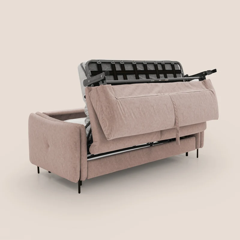 Gregory canapé-lit avec matelas h18 cm en microfibre effet velours imperméable T09 rose