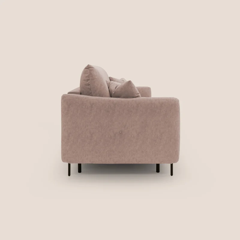 Gregory canapé-lit avec matelas h18 cm en microfibre effet velours imperméable T09 rose