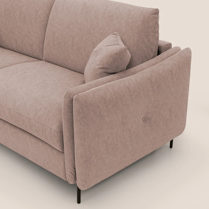 Gregory canapé-lit avec matelas h18 cm en microfibre effet velours imperméable T09 rose