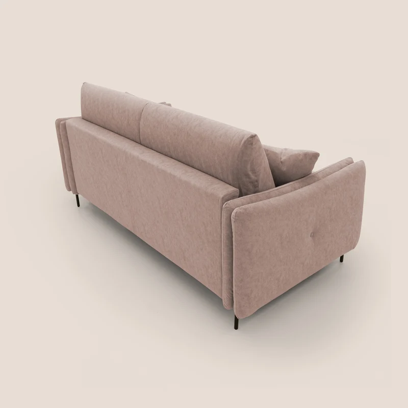 Gregory canapé-lit avec matelas h18 cm en microfibre effet velours imperméable T09 rose