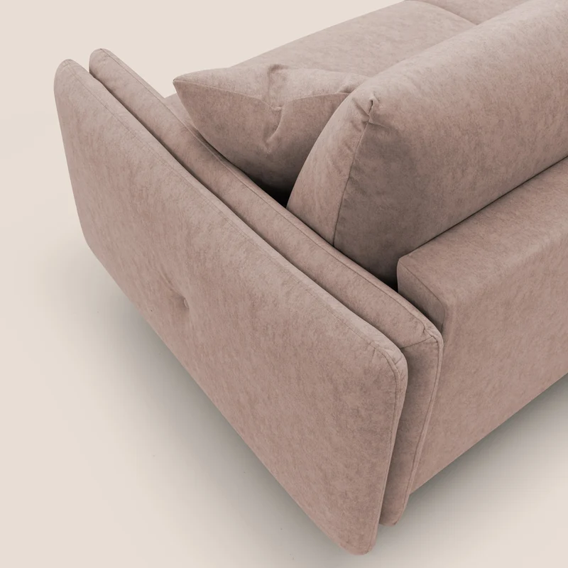 Gregory canapé-lit avec matelas h18 cm en microfibre effet velours imperméable T09 rose