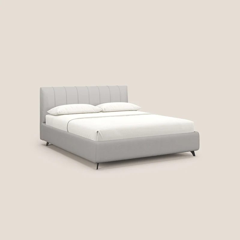 Bogart lit avec coffre rembourré complètement déhoussable en microfibre détachable T11 gris clair