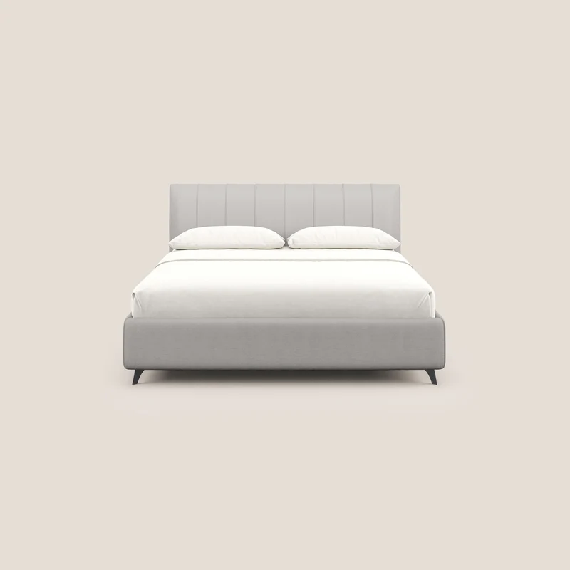 Bogart lit avec coffre rembourré complètement déhoussable en microfibre détachable T11 gris clair