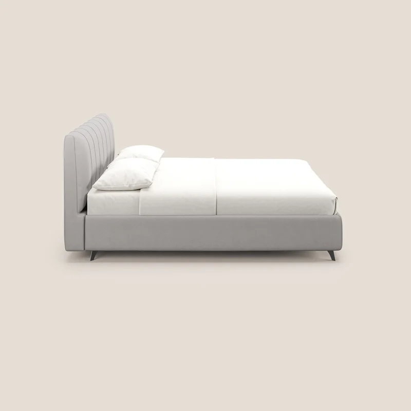 Bogart lit avec coffre rembourré complètement déhoussable en microfibre détachable T11 gris clair