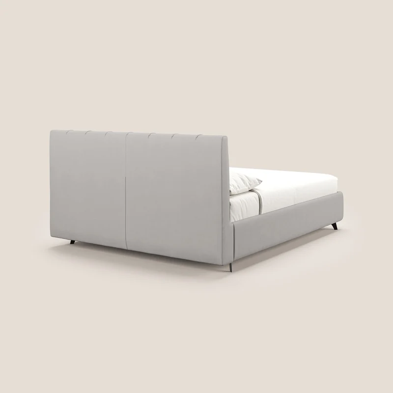 Bogart lit avec coffre rembourré complètement déhoussable en microfibre détachable T11 gris clair