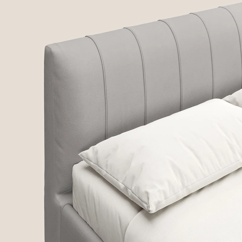 Bogart lit avec coffre rembourré complètement déhoussable en microfibre détachable T11 gris clair