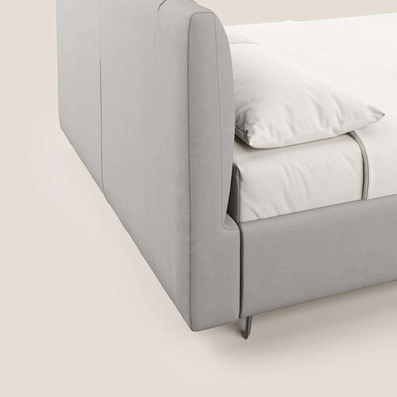 Bogart lit avec coffre rembourré complètement déhoussable en microfibre détachable T11 gris clair