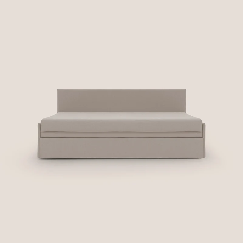 Naviglio Canapé duplex avec lits jumeaux et tissu effet coton imperméable T13 crème