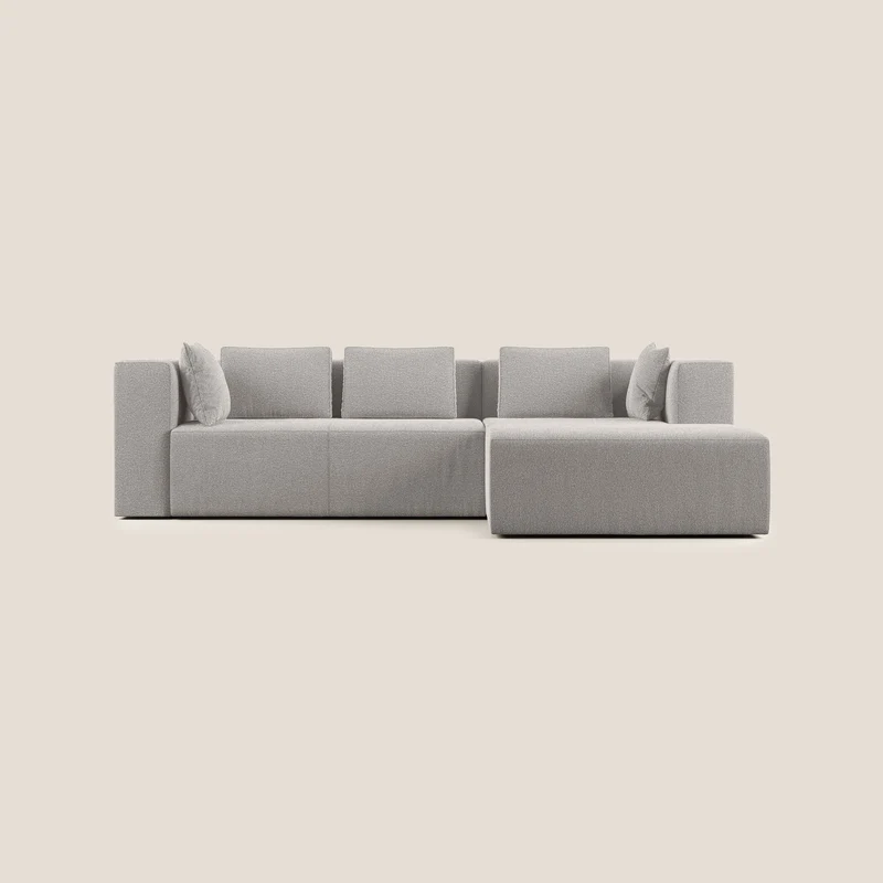 Nettuno canapé d'angle modulable en bouclette douce T07 gris
