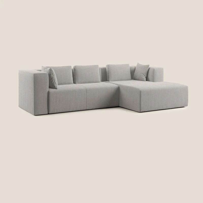 Nettuno canapé d'angle modulable en bouclette douce T07 gris