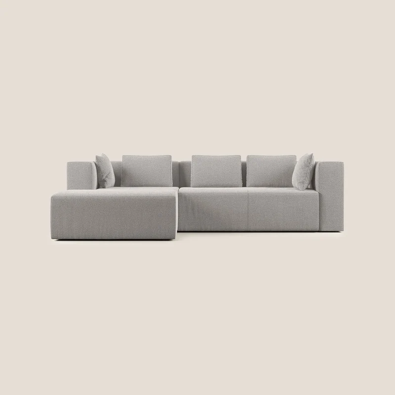Nettuno canapé d'angle modulable en bouclette douce T07 gris