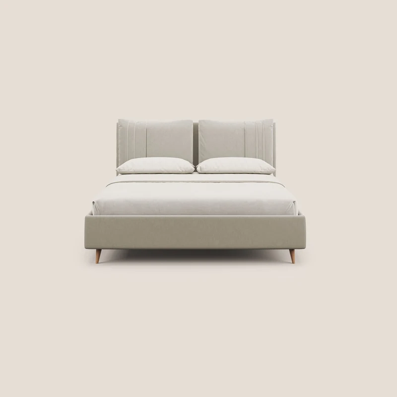 Nathan lit coffre avec coussins réglables et poches en microfibre velours imperméable T09 beige