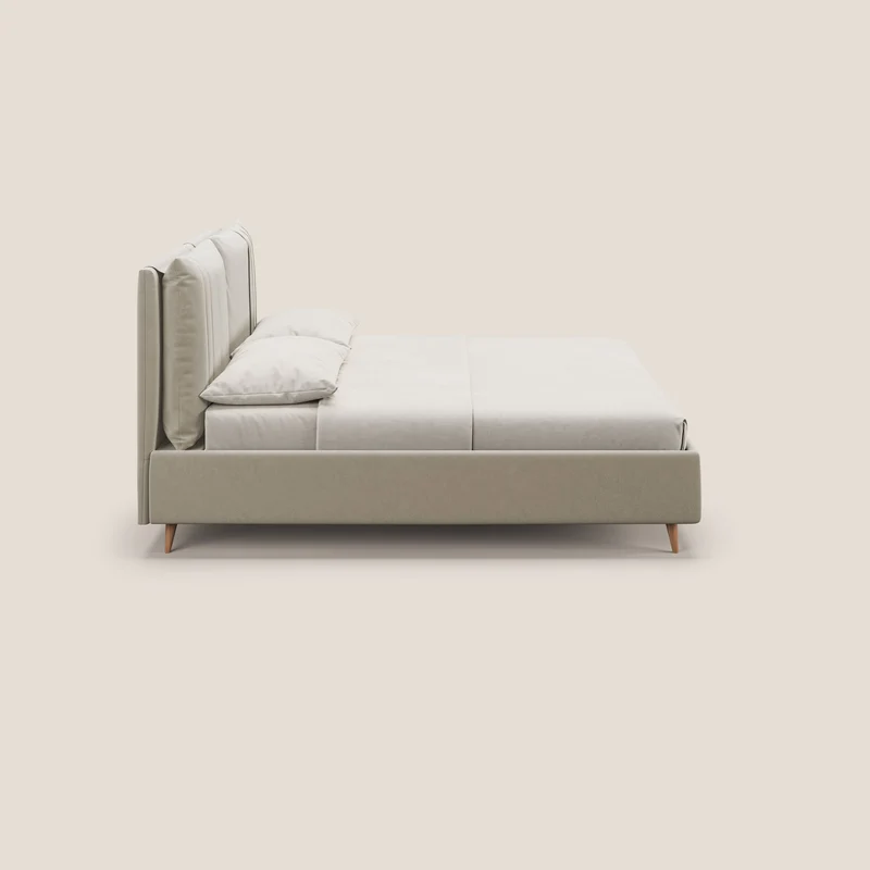 Nathan lit coffre avec coussins réglables et poches en microfibre velours imperméable T09 beige