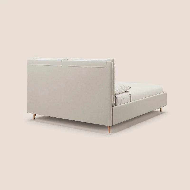 Nathan lit coffre avec coussins réglables et poches en microfibre velours imperméable T09 beige