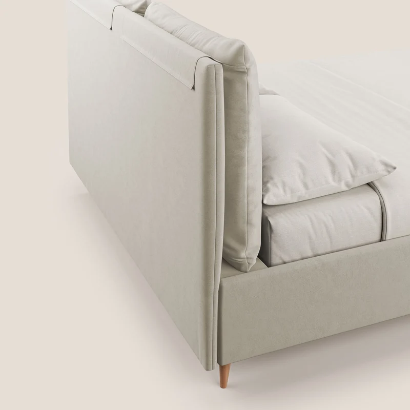 Nathan lit coffre avec coussins réglables et poches en microfibre velours imperméable T09 beige
