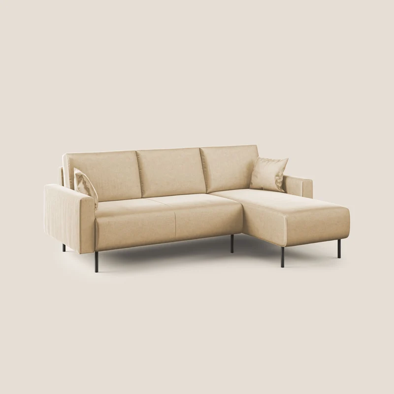 Arthur canapé d'angle moderne en velours doux imperméable T01 beige