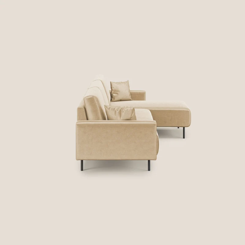 Arthur canapé d'angle moderne en velours doux imperméable T01 beige
