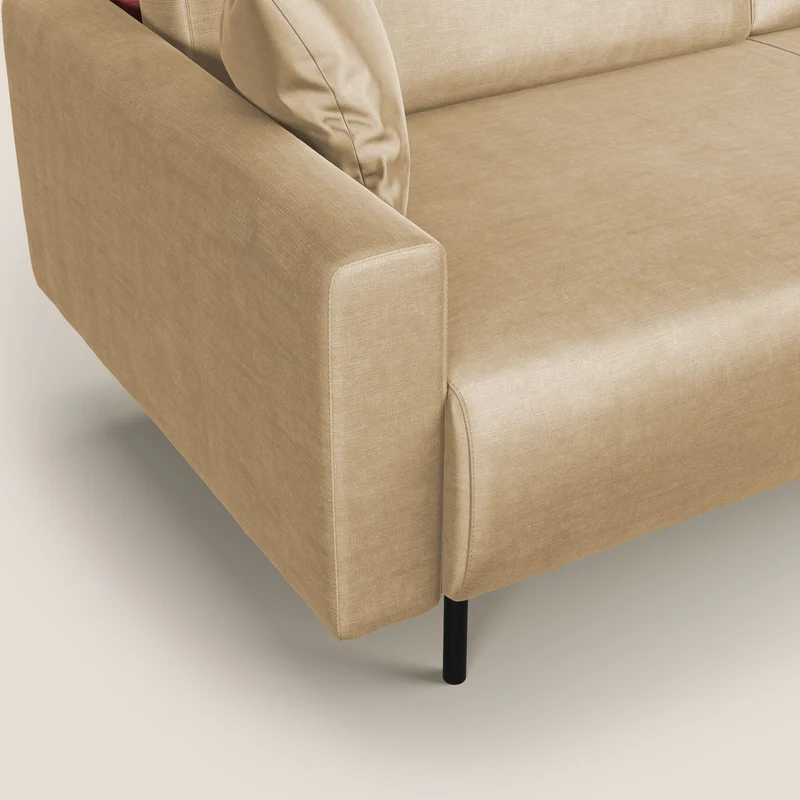 Arthur canapé d'angle moderne en velours doux imperméable T01 beige