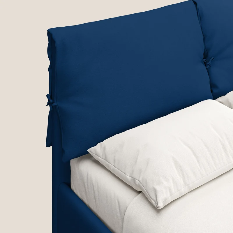 Susan lit rembourré avec coffre complètement déhoussable en microfibre détachable T11 bleu