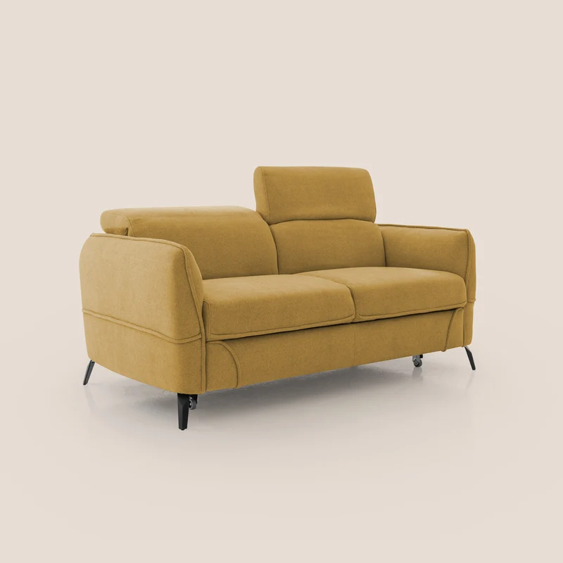 Bloom canapé avec repose-pieds extractible pieds hauts et têtières réglables en bouclette imperméable T07 vert
