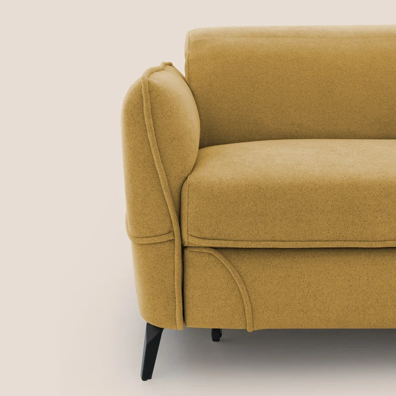 Bloom canapé avec repose-pieds extractible pieds hauts et têtières réglables en bouclette imperméable T07 vert
