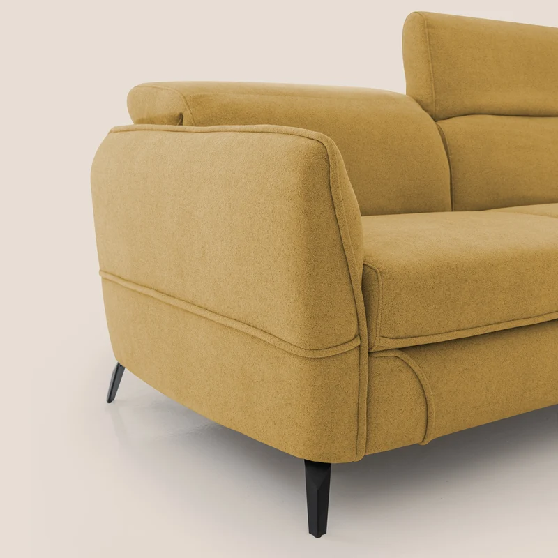 Bloom canapé avec repose-pieds extractible pieds hauts et têtières réglables en bouclette imperméable T07 vert