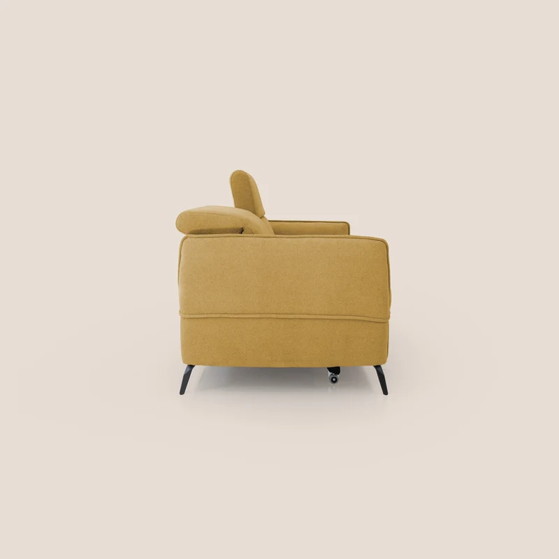 Bloom canapé avec repose-pieds extractible pieds hauts et têtières réglables en bouclette imperméable T07 vert