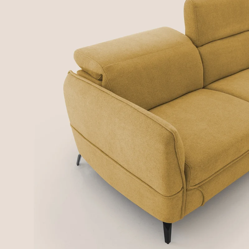 Bloom canapé avec repose-pieds extractible pieds hauts et têtières réglables en bouclette imperméable T07 vert