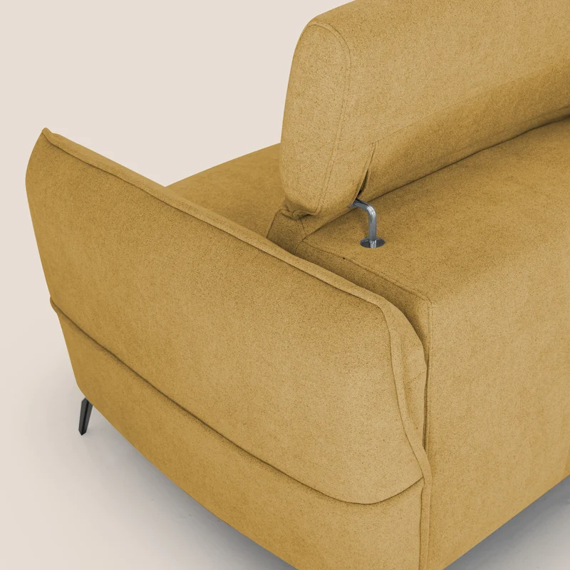 Bloom canapé avec repose-pieds extractible pieds hauts et têtières réglables en bouclette imperméable T07 vert