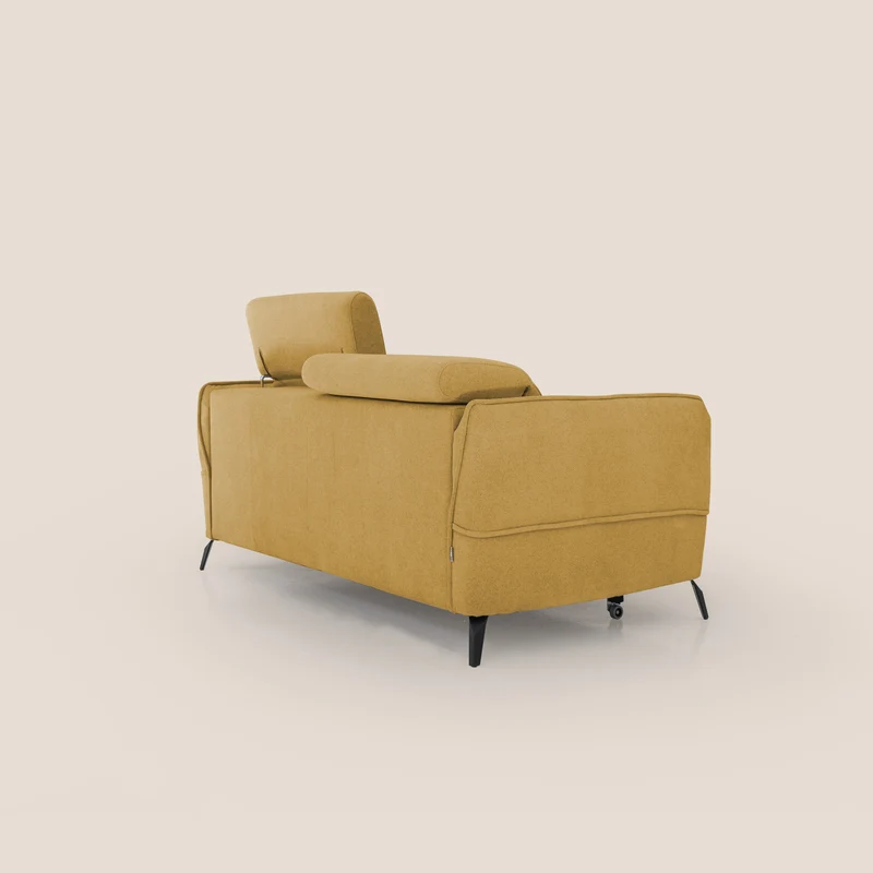 Bloom canapé avec repose-pieds extractible pieds hauts et têtières réglables en bouclette imperméable T07 vert
