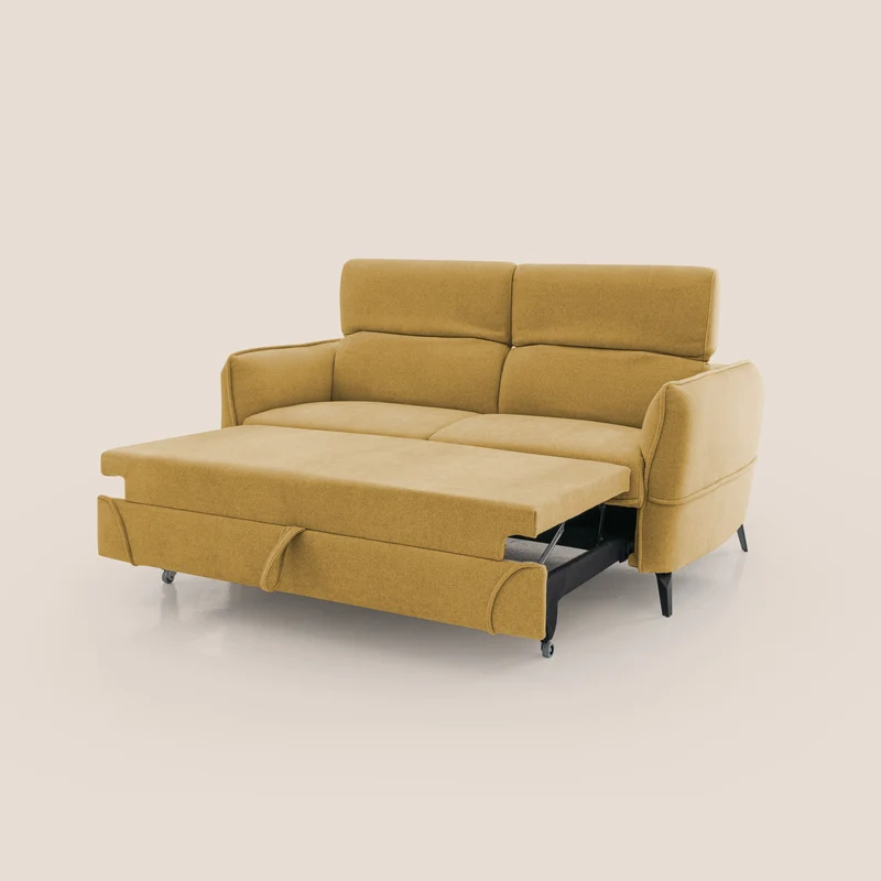 Bloom canapé avec repose-pieds extractible pieds hauts et têtières réglables en bouclette imperméable T07 vert