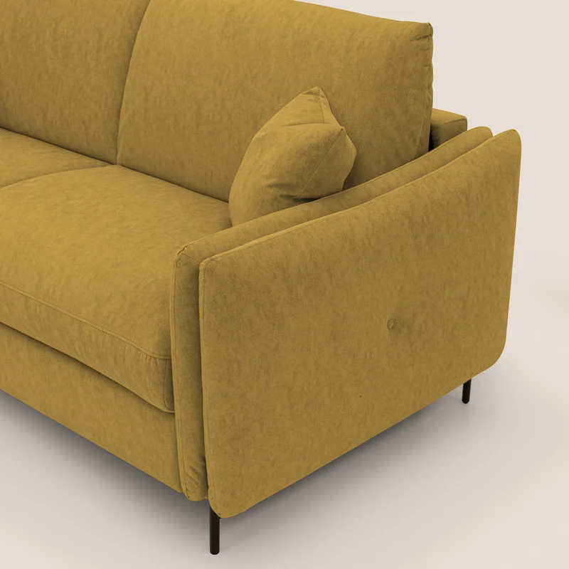 Gregory Canapé-lit avec matelas h18 cm en microfibre effet velours imperméable T09 jaune