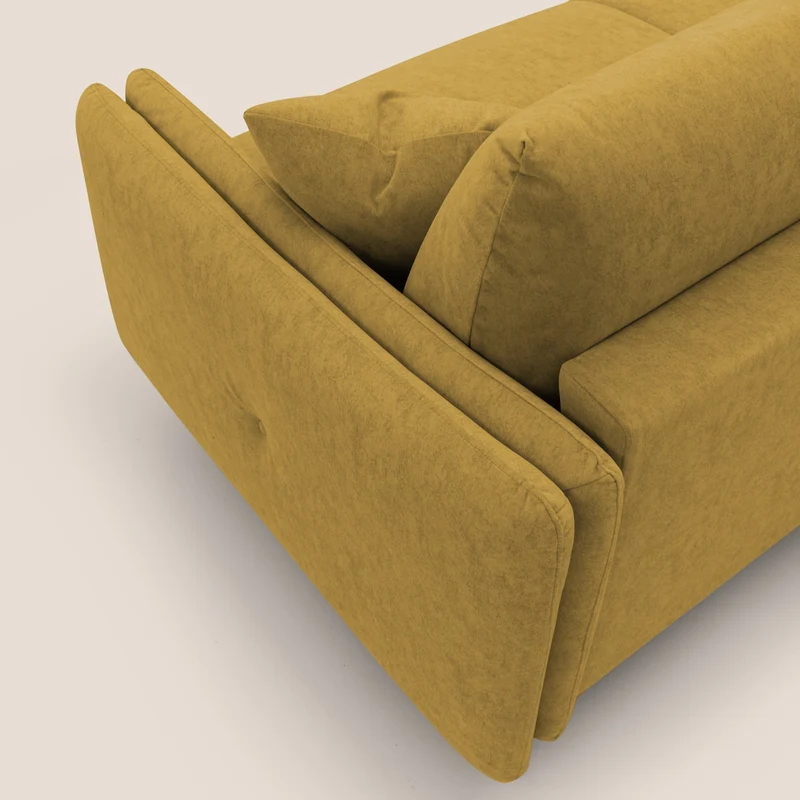 Gregory Canapé-lit avec matelas h18 cm en microfibre effet velours imperméable T09 jaune