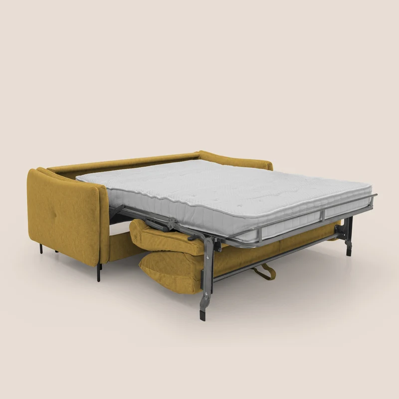Gregory Canapé-lit avec matelas h18 cm en microfibre effet velours imperméable T09 jaune