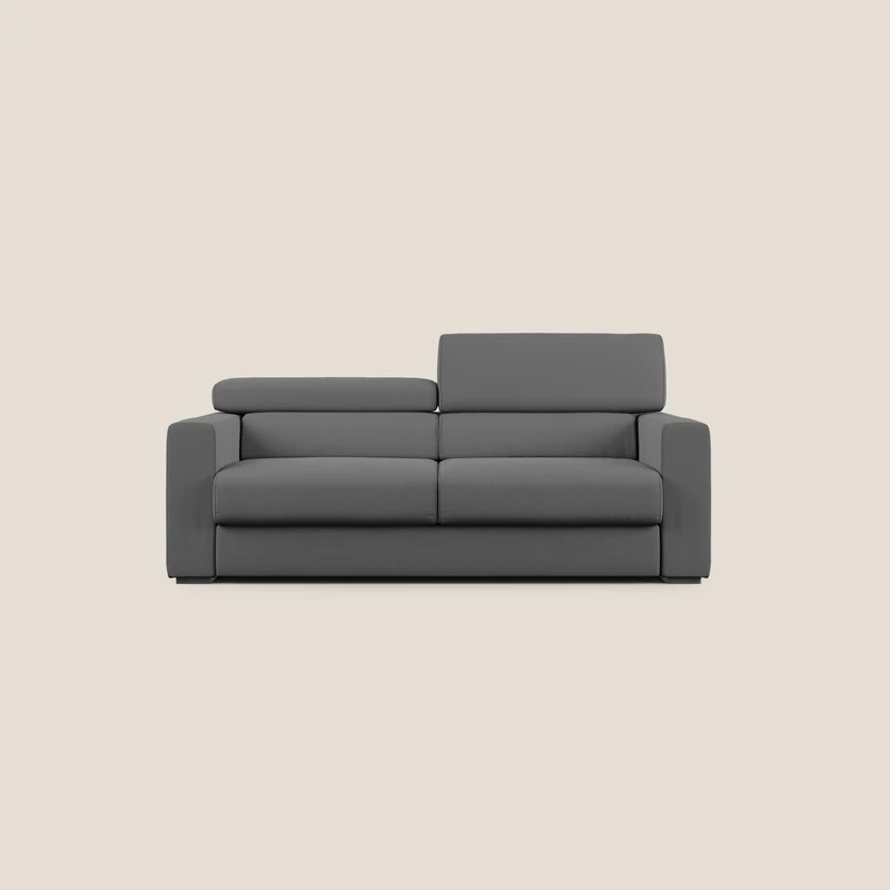 Dylan canapé avec pouf extractible en tissu flamme effet coton impermeabile T19 anthracite