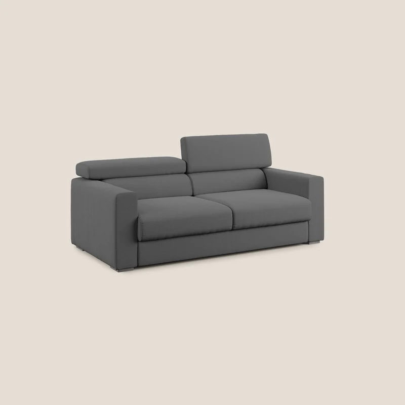 Dylan canapé avec pouf extractible en tissu flamme effet coton impermeabile T19 anthracite