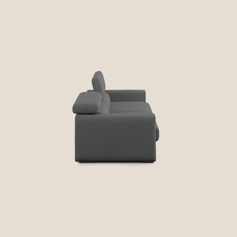 Dylan canapé avec pouf extractible en tissu flamme effet coton impermeabile T19 anthracite