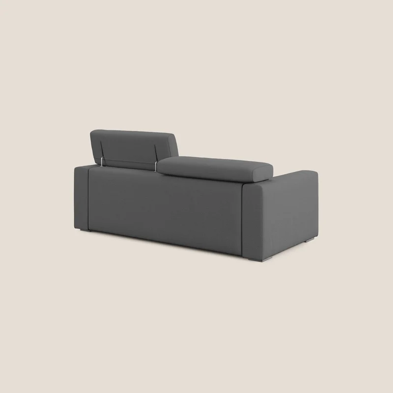 Dylan canapé avec pouf extractible en tissu flamme effet coton impermeabile T19 anthracite